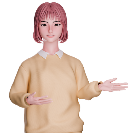 Cute Girl Showing Right Side  3D Icon