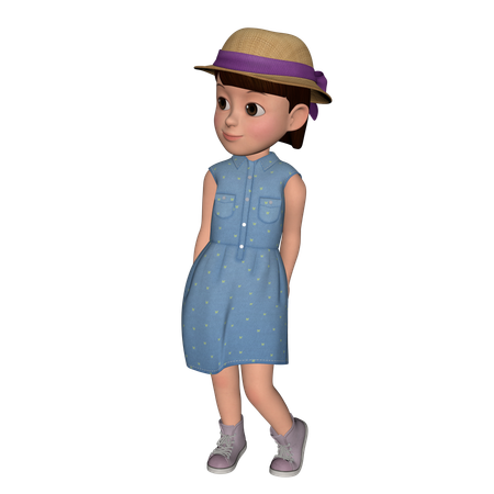 Cute Girl Standing Confidently  3D Icon