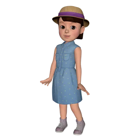 Cute Girl Standing With Open Hands  3D Icon