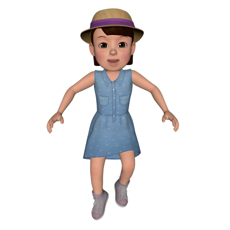 Cute Girl Walking  3D Icon