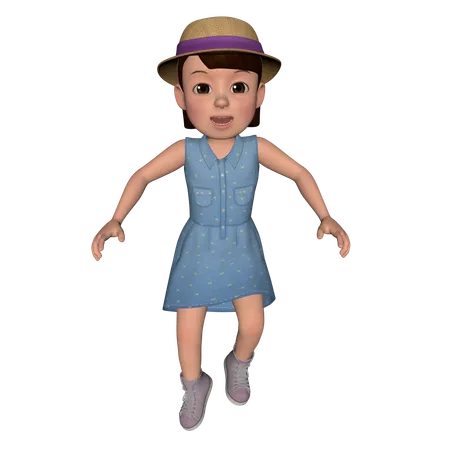 Cute Girl Walking  3D Icon