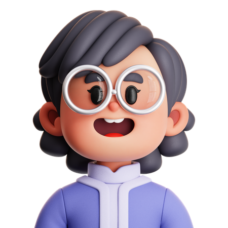 CUTE GIRL WEARING A GLASSES  3D Icon