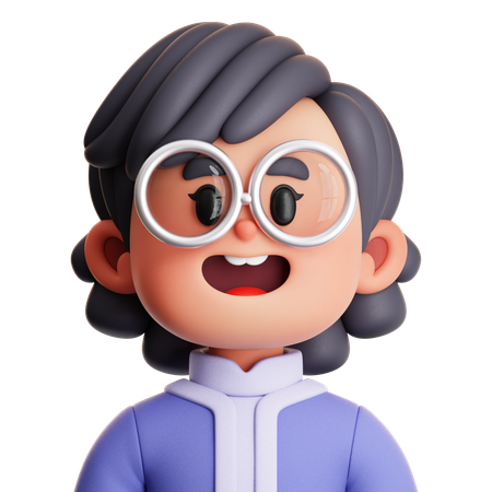 CUTE GIRL WEARING A GLASSES  3D Icon