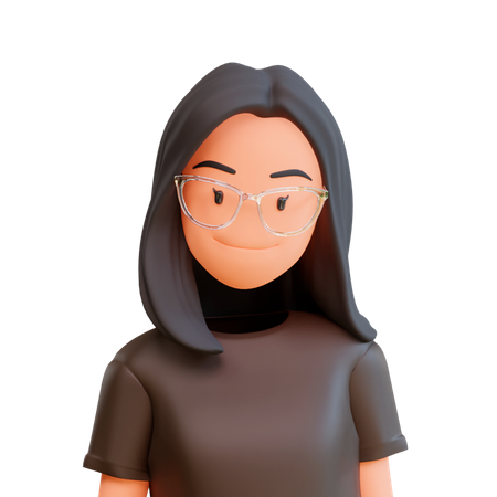 Cute Girl with optical  3D Icon