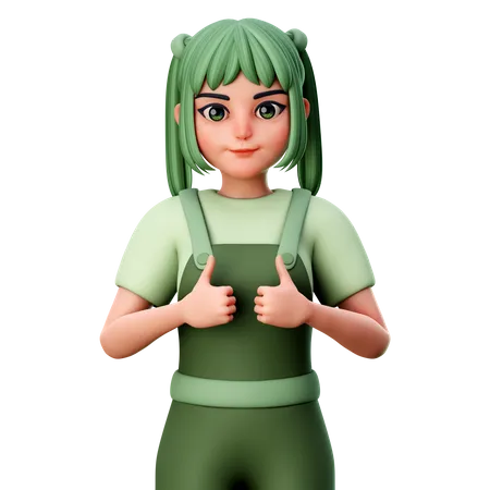 Cute Girl With Thumbs Up Gesture  3D Illustration