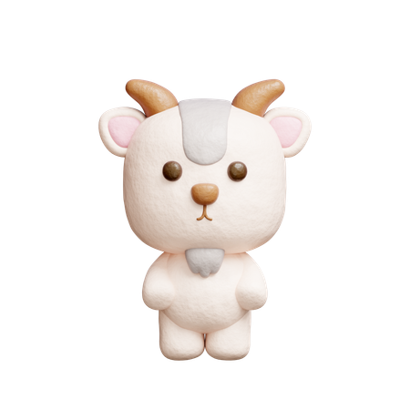 Cute Goat Character  3D Icon