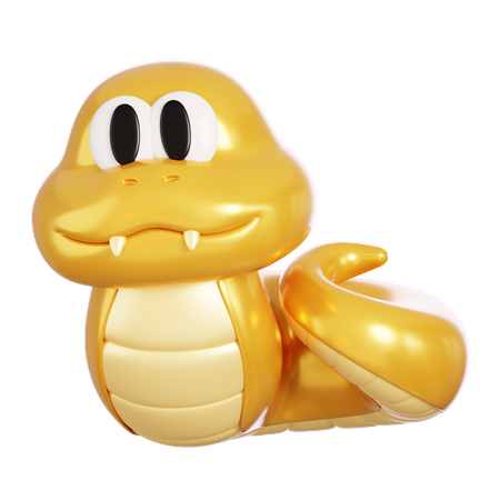 Cute Golden Snake  3D Icon