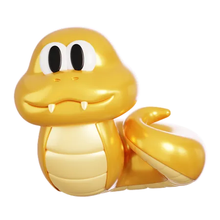 Cute Golden Snake  3D Icon