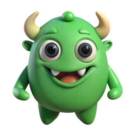 Cute Green Monster  3D Icon