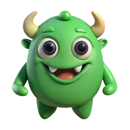 Cute Green Monster  3D Icon