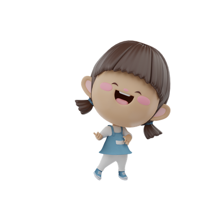 Cute Happy Girl 3D Illustration