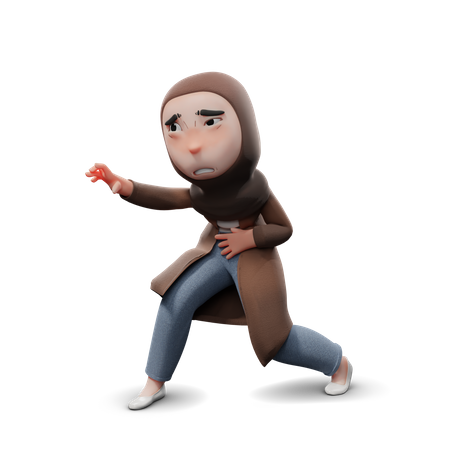 Cute Hijab Girl Hurt  3D Icon