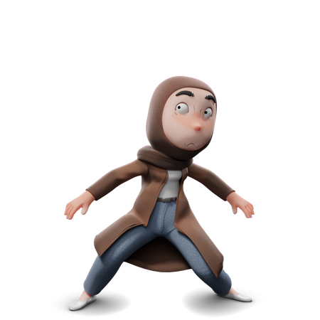 Cute Hijab Girl Shocked  3D Illustration