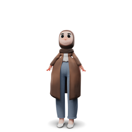 Cute Hijab Girl Shrinking  3D Icon