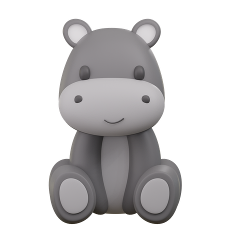 Cute Hippo  3D Icon