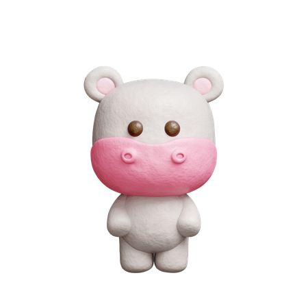 Cute Hippo Character  3D Icon