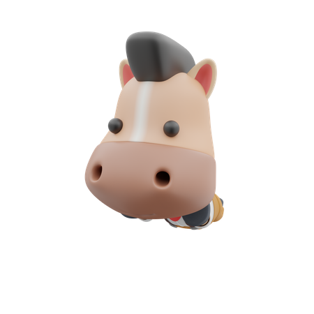 Cute Horse Face 3D Illustration