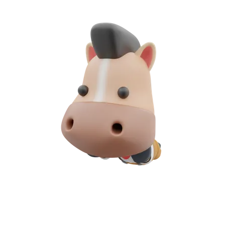 Cute Horse Face 3D Illustration