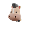 cute horse face 3d logo