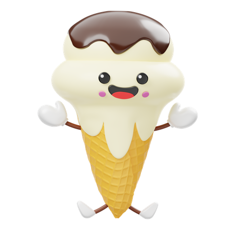 Cute Ice Cream Cone  3D Icon