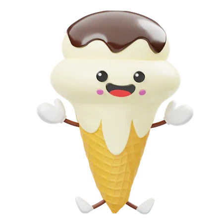 Cute Ice Cream Cone  3D Icon