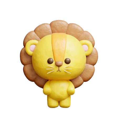 3 D Cute Lion Cartoon Animal Character 3D Icon