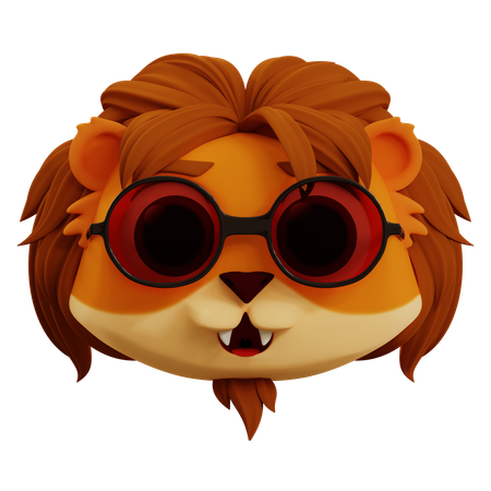 Cute Lion Cool Emoji  3D Icon