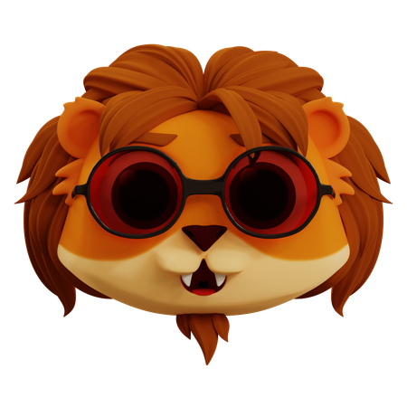 Cute Lion Cool Emoji  3D Icon