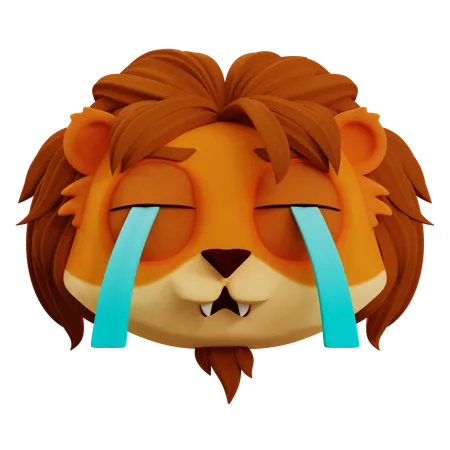 Cute Lion Cry Emoji  3D Icon