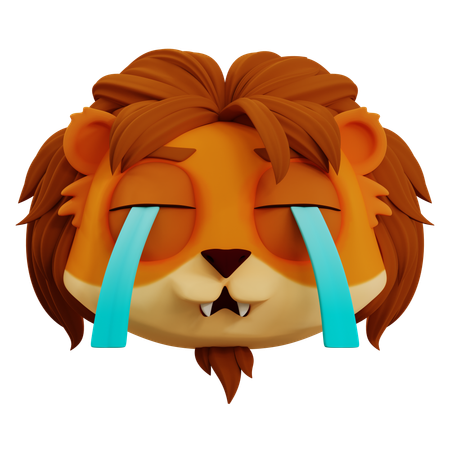 Cute Lion Cry Emoji  3D Icon