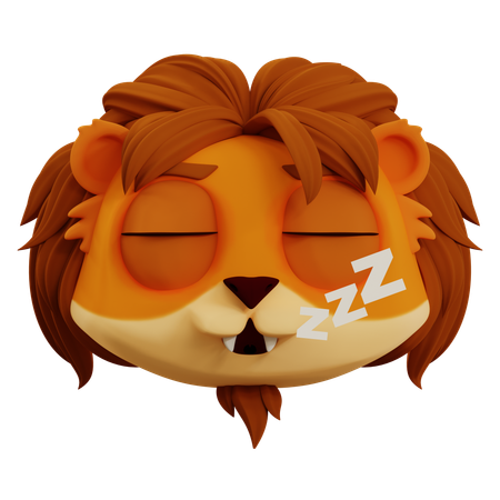 Cute Lion Deep Sleep Emoji  3D Icon