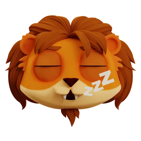 Cute Lion Deep Sleep Emoji  3D Icon