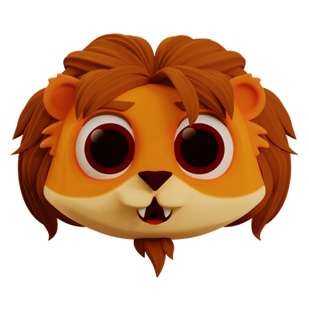 Cute Lion Happy Emoji  3D Icon