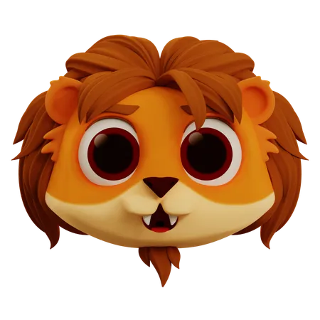 Cute Lion Happy Emoji  3D Icon