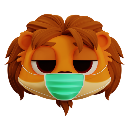 Cute Lion Having Flu Emoji  3D Icon