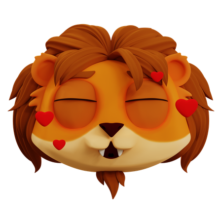 Cute Lion In Love Emoji  3D Icon