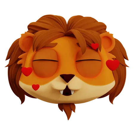 Cute Lion In Love Emoji  3D Icon