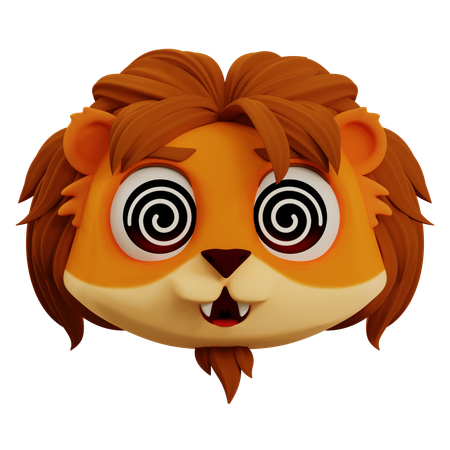 Cute Lion Is Dizzy Emoji  3D Icon