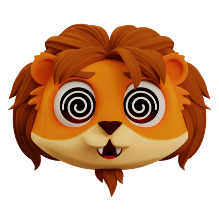 Cute Lion Is Dizzy Emoji  3D Icon