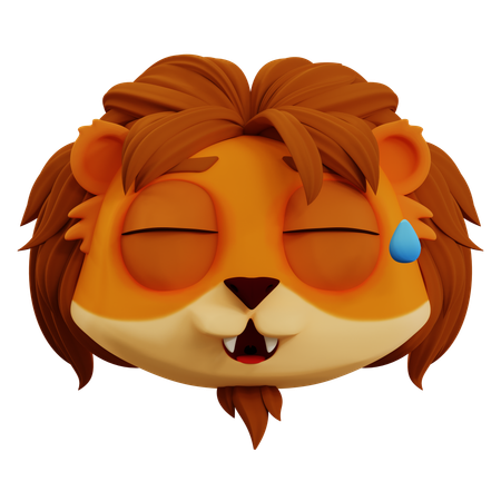 Cute Lion Laughing Emoji  3D Icon