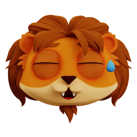 Cute Lion Laughing Emoji  3D Icon