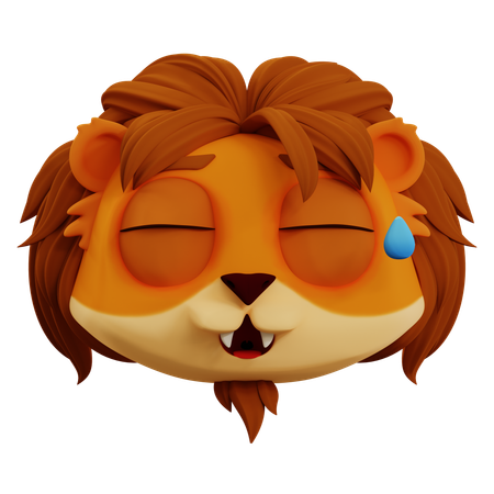 Cute Lion Laughing Emoji  3D Icon