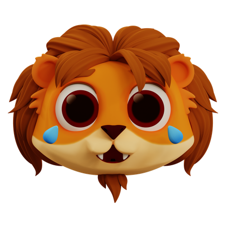 Cute Lion Laughing Out Loud Emoji  3D Icon