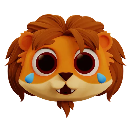 Cute Lion Laughing Out Loud Emoji  3D Icon