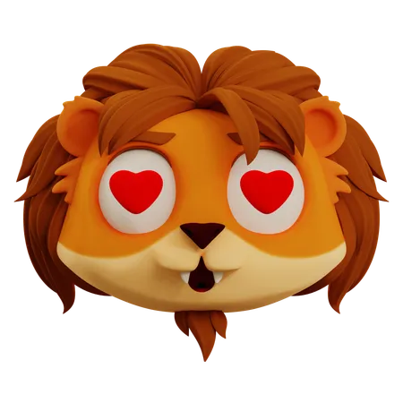 Cute Lion Love Emoji  3D Icon