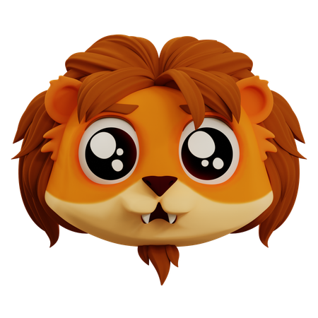 Cute Lion Sad Emoji  3D Icon