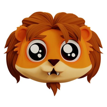 Cute Lion Sad Emoji  3D Icon