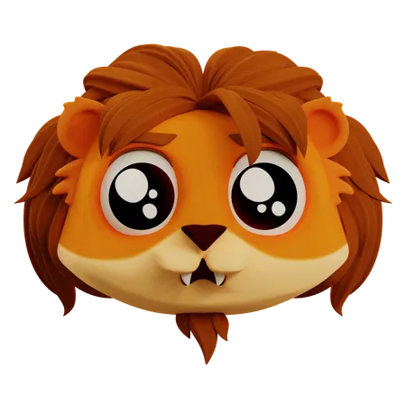 Cute Lion Sad Emoji  3D Icon