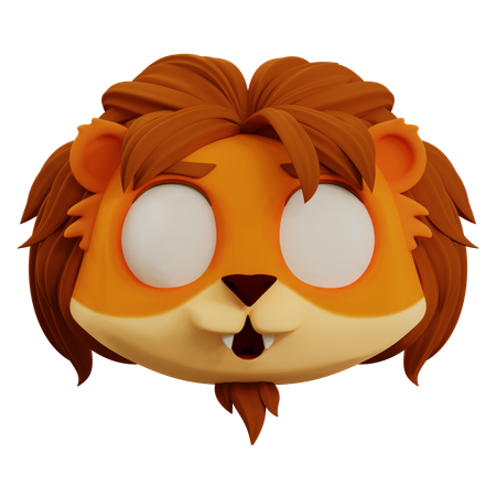 Cute Lion Scared Emoji  3D Icon