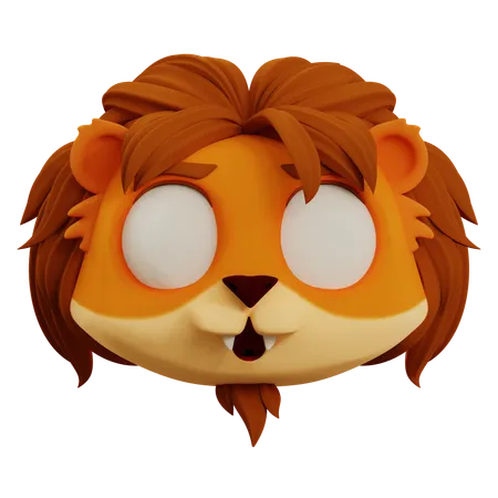 Cute Lion Scared Emoji  3D Icon